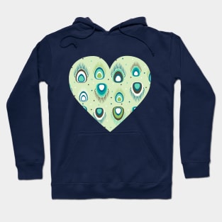 Peacock Feather Pattern Heart Hoodie